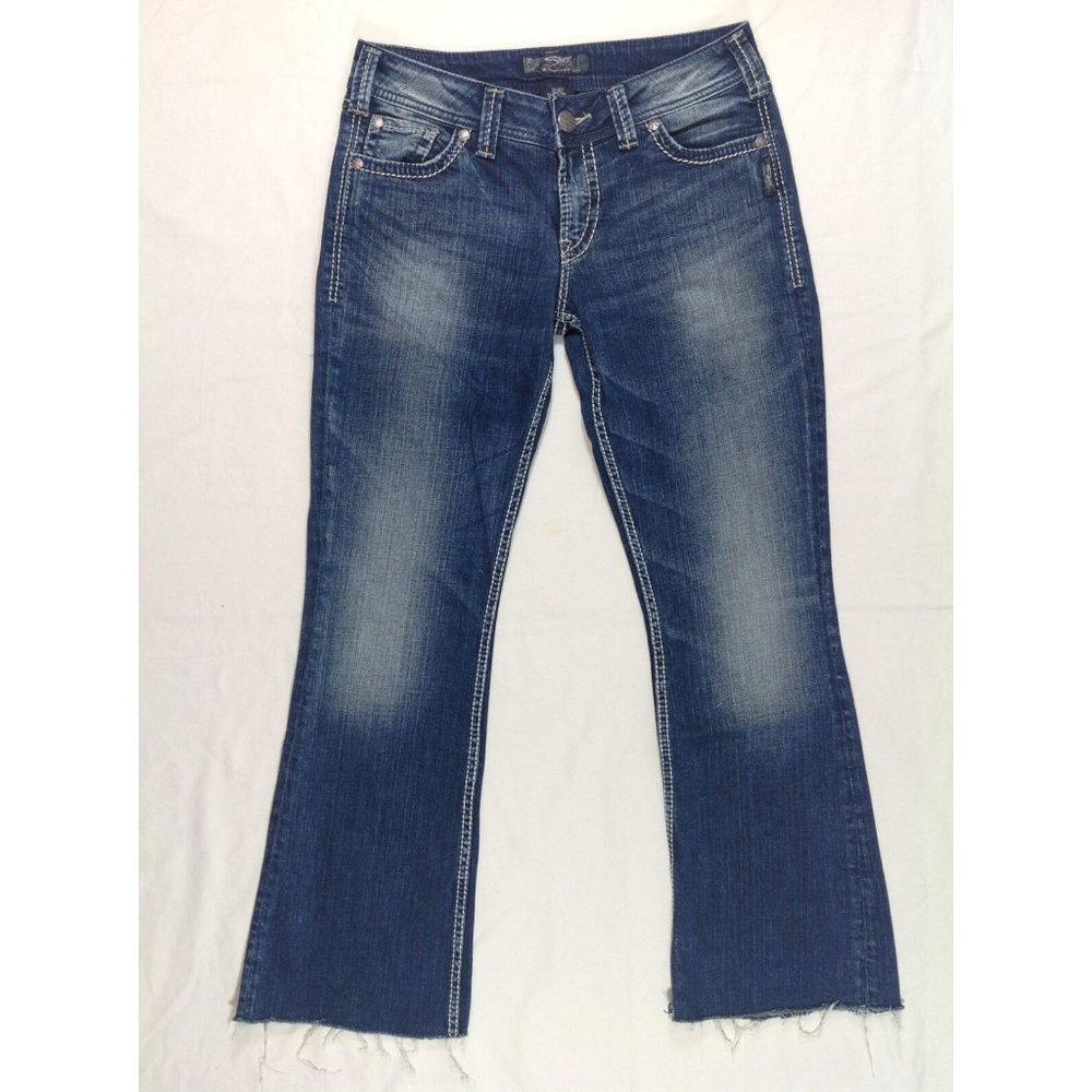 Silver SUKI SURPLUS Bootcut Flap Pocket Jeans Sz. 29x30 EUC Raw Hem